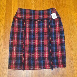 NWT ANNE KLEIN Tweed Wear to Work Boucle Pencil Skirt RED Size 2